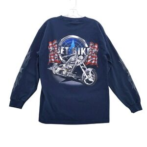 vtg‎ American Chopper Jet Bike Graphic Long Sleeve T-Shirt Motorcycle L Y2K